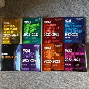 Kaplan MCAT Review Books Set with Colorful Covers